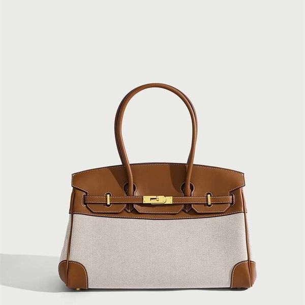 

birkin h erms fashion handbag dermis for women 2023 casual canvas leather large capacity portableqq with h logo