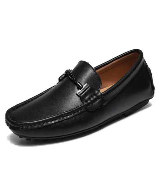 

size 3749 men039s cow leather shoes string loafer man driver shoes guys business flats1239009, Black