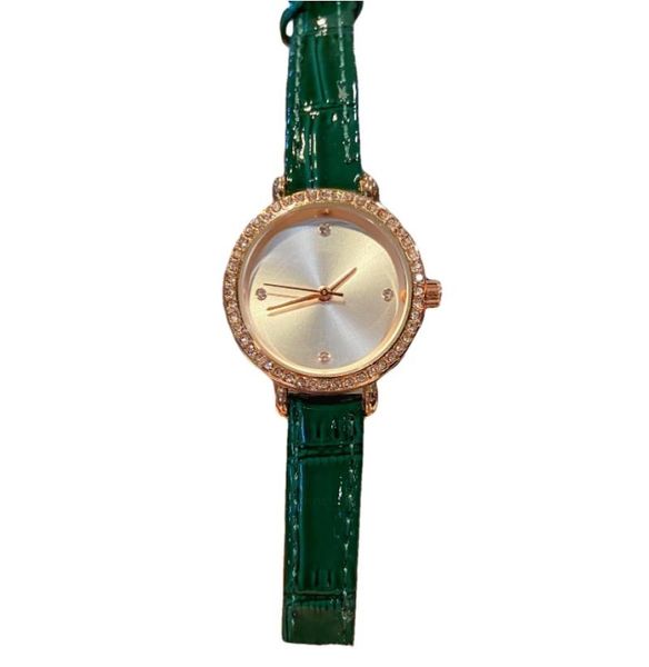 

women's disc wristwatch crystal inlaid dial leather strap women's small dial wristwatch 24mm, Slivery;golden