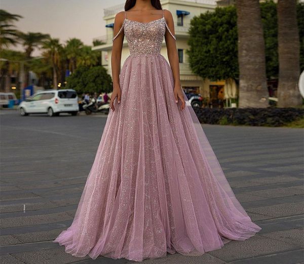 

sequins pink prom dresses spaghetti crystal a-line tulle plus size graduation cocktail homecoming party gown 10, Black