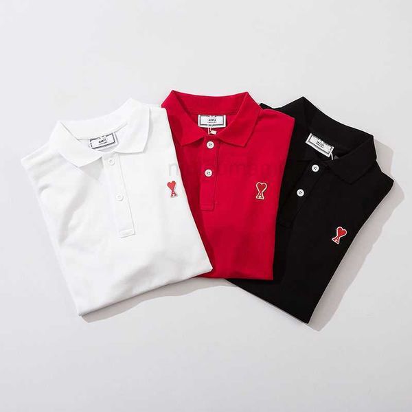 

t shirts for men women amis new am early spring and women's couple short sleeve t-shirt small heart embroidery simple polo wmh1, White;black