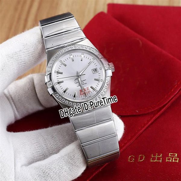 

new 123 55 31 20 55 00 steel case silver diamond bezel gold dial miyota 8215 automatic mens watch stainless steel watches puretime280i, Slivery;brown