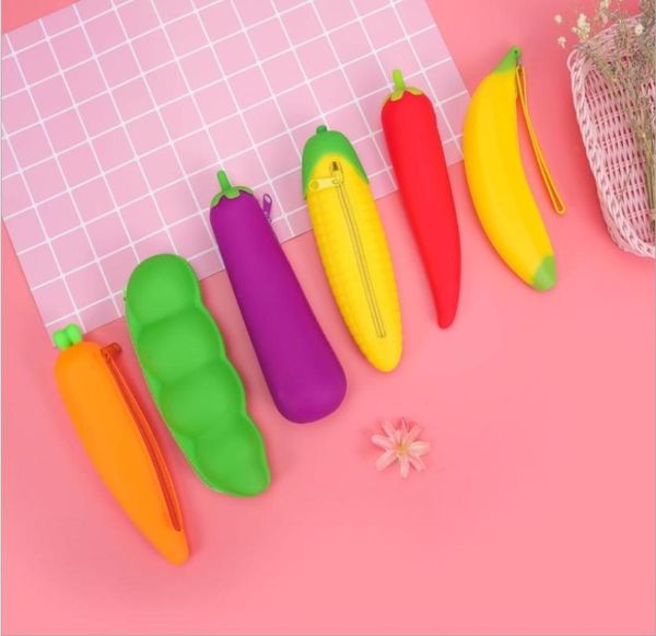 

22cm cute vegetables coin pen bag purse keychain children silicone toy pressure relief board controller toys creativity popp5177071, White
