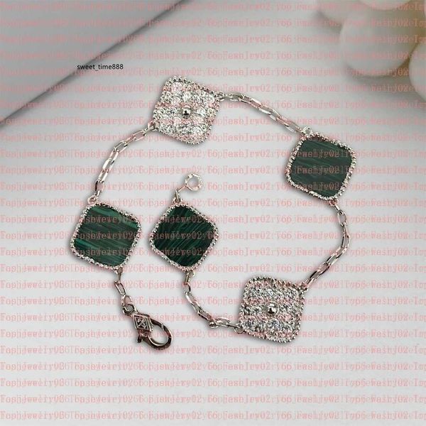 

fashion classic 4/four leaf clover charm bracelets bangle chain 18k gold agate shell mother-of-pearl for women girl wedding mother' day, Black