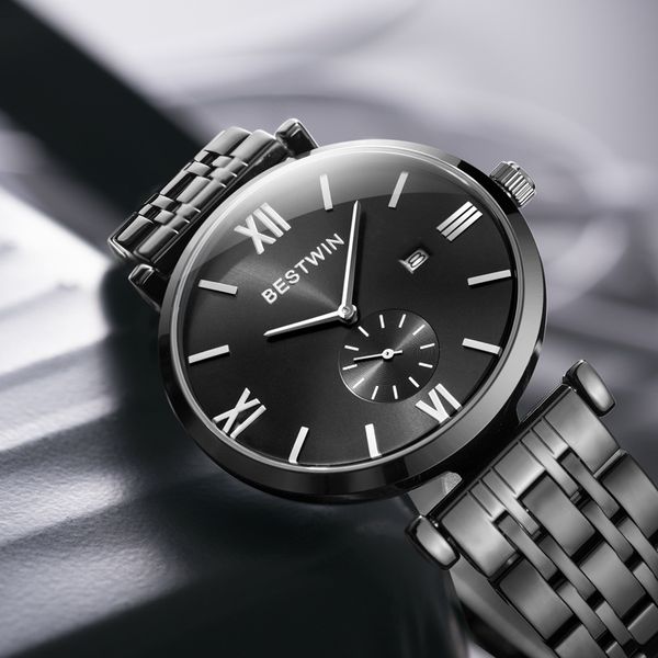

watch mens watch mens designer luxury diamond roman digital mechanical watch steel material fadeless, Slivery;brown