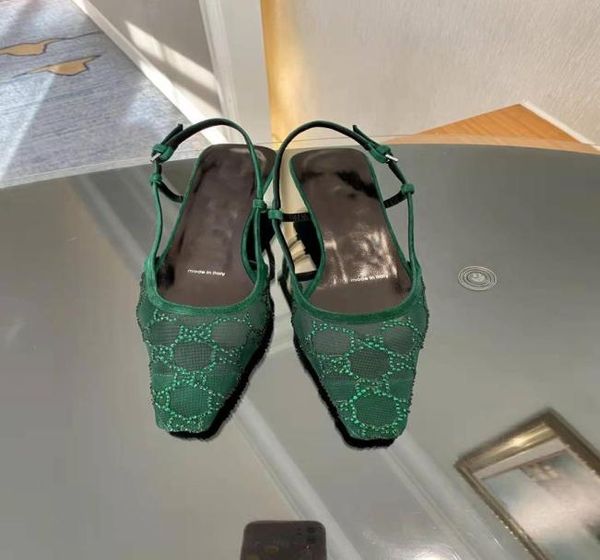 

2022 women039s g slingback sandals pump aria slingback shoes are presented in black mesh with crystals sparkling motif back buc7604765