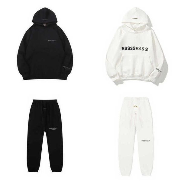 

luxury classics men's tracksuits essss ential sweatshirts letter hoodies men women sportswear hooded pant coat sweater pullover couple, Black