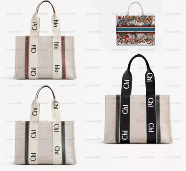 

2022 designer handbags tote woody shopping bags for women fashion linen large beach bags luxury travel bag crossbody 7318990