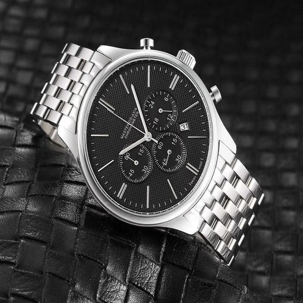 

2021 six stitches series luxury mens watches all dial work quartz watch designer wristwatches steel strap brand men fashion ac249a, Slivery;brown