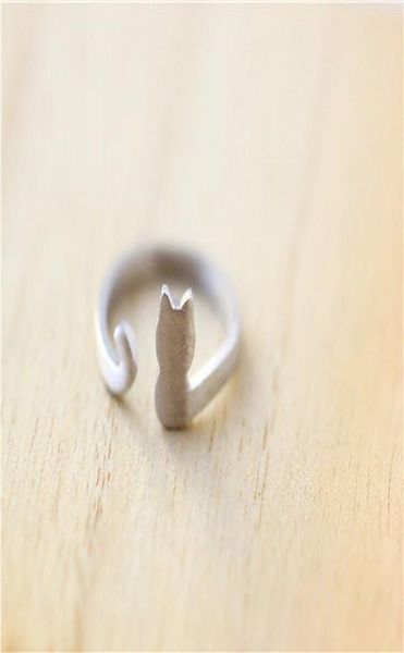 

30pcs handmade ring little cat kitten ring cute design sitting cat kitty band ring jewelry gift for women1508022, Silver