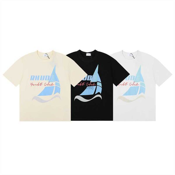 

men's t-shirts 23ss new rhude yacht club printed high weight cotton short sleeve t-shirt w4hz, White;black