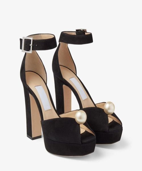 

designer platform sandals women shoes luxury socorie 120 satin suede ankle strap sandal with pearl peep toe eu3543 with box dress2993223, Black