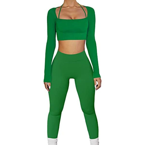 

seamless ribbed matching yoga clothes-womens workout sets 2 piece