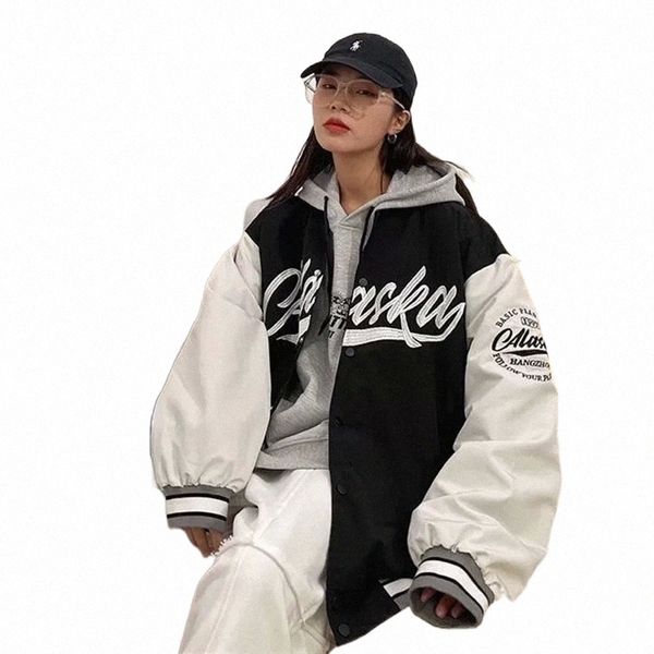 

womens jackets highquality baseball jackets for women loose thin letter coat couple retro clothes oversize jacket spring and autumn 221017 g, Black;brown