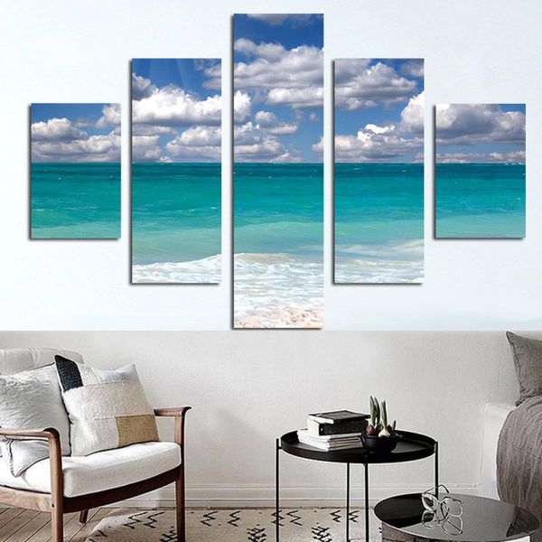 

5panel clouds beach modern minimalist natural scenery modular canvas painting posters and prints wall picture for living room