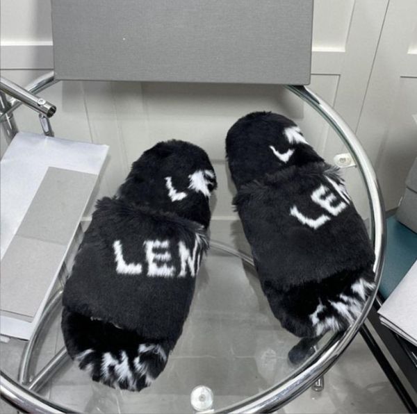 

2022 winter women house slippers faux fur fashion warm shoes woman slip on flats female slides black pink cozy home furry slippers8236552