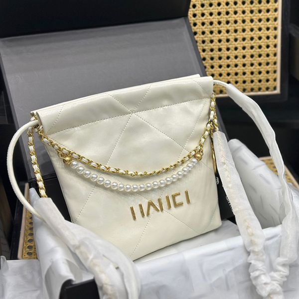 

22ss designer womens shoulder bag diagonal span bag hardware metal alphabet pearl chain shoulder bag shopping bags mini coin charm card clip