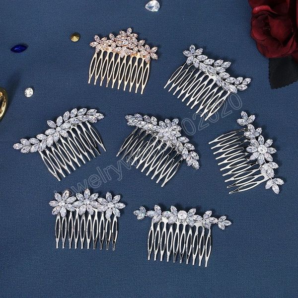 

fashion crystal flower hair combs shining rhinestone headwear for women wedding bride hair accessories party jewelry gifts, Slivery;golden