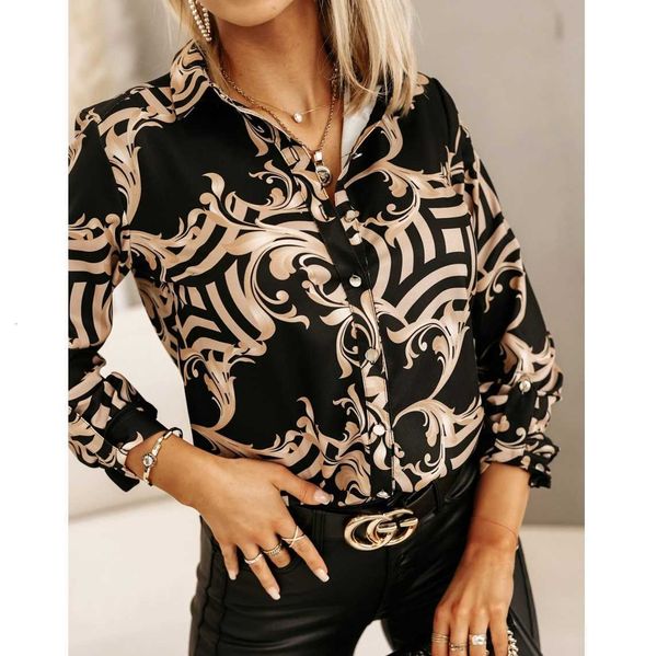 

arrivals 2023 new women clothes ladies fashion print long sleeve blouse shirts for, White