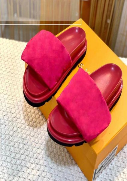 

designer women039s slippers velcro mutilate smooth lettering calf flats thick rubber beach pool comfort sandals 3542 with box3040010, Black