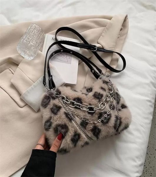 

evening bags winter warm plush shoulder bag female luxury designer fluffy faux fur crossbody for women chain handbags and purses1580623