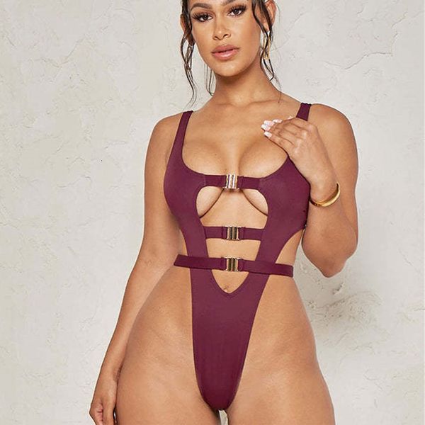

women's swimwear 2023 summer swimsuit hollow straps solid color onepiece ladies bikini high elastic swimming sports beach 230420, White;black