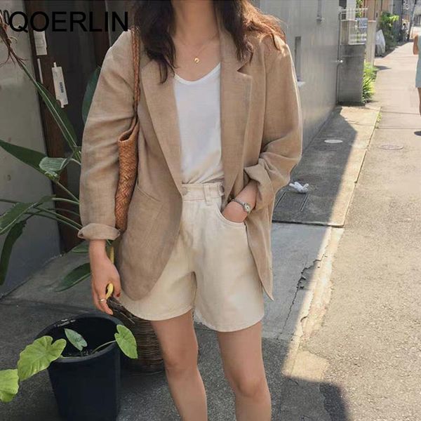 

pants qoerlin suit blazer thin cotton linen suit clothing 2022 spring fll new korean retro loose casual suit jacket coat, White