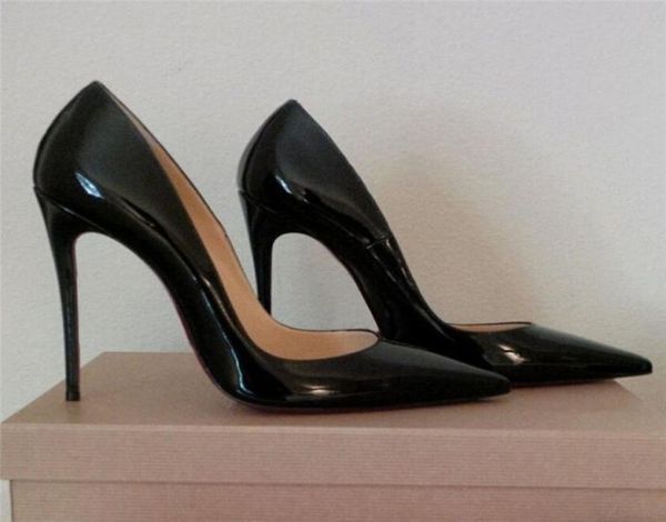 

zk women high heels pointed toe pumps office shoes party shoe fashion stiletto high heel pump pu patent leather 12cm9699205, Black