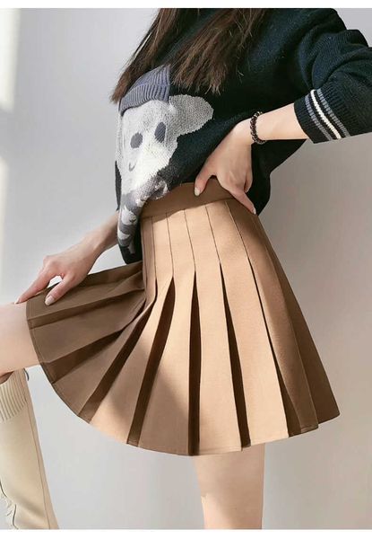 

pleated female high waist slim korean style white harajuku women mini s black skirt aa230420