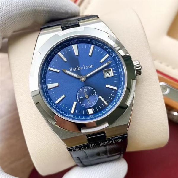 

montre de luxe 2813 automatic movement mens watch blue dial stainless steel relojes lujo para hombre leather strap mechanical watc238j, Slivery;brown
