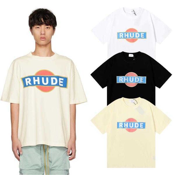 

mens tshirts designer fashion clothing tees hip hop rhude vintage racer minimalist printed men loose fitting couple casual summer tshirt str, White;black