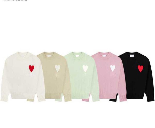 

paris designer men's sweaters 23ss new cya36 # amis de coeur love jacquard crew neck sweater fashion brand streetwear, White;black