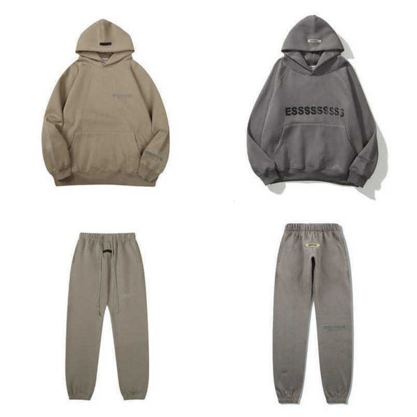 

men's luxury fashion sweatshirts essentials tracksuits letter hoodies men women ess sportswear hooded pant coat sweater pullover coupl, Gray