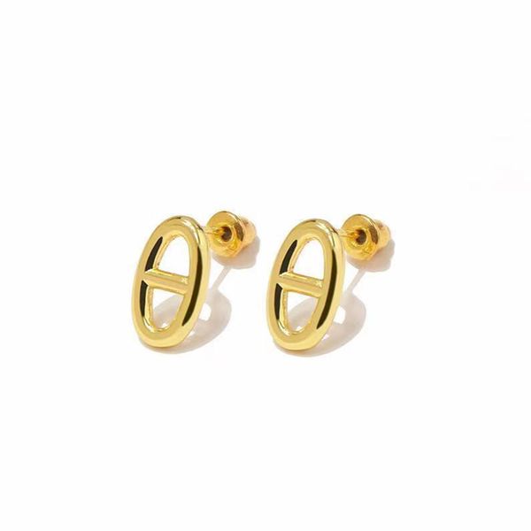 

5 styles stud oval pig nose earrings rose gold silver designer jewellery small studs men women, Golden;silver