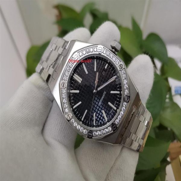 

elling wristwatch 41mm diamond stainless steel black dial asia mechanical automatic mens men's watch watches202z, Slivery;brown