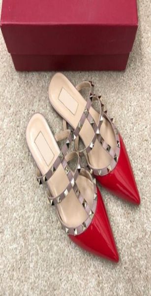 

new home rivets shoes women039s sandals and slippers pointed flat shoes leather fashion shallow sandals3035492, Black