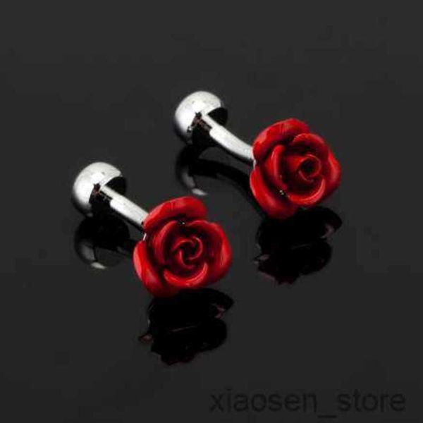 

cuff links luxury fashion red rose cufflink for mens women vintage antique france shirt cuff links for men jewelry, Silver