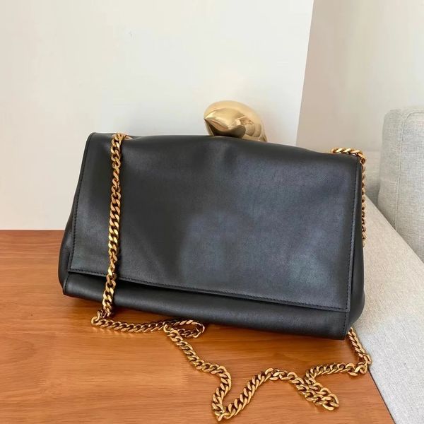 

High quality Genuine leather bag chain fashion men women's Double sided bags Luxury designer shoulder bags tote card holder envelope handbags messenger bag Purses, Caramel