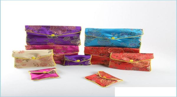 

jewelry pouches bags 30pcs 5 colors floral zipper coin purse pouch fashion gift bags for jewelry silk bag chinese credit card hold1010743, Pink;blue