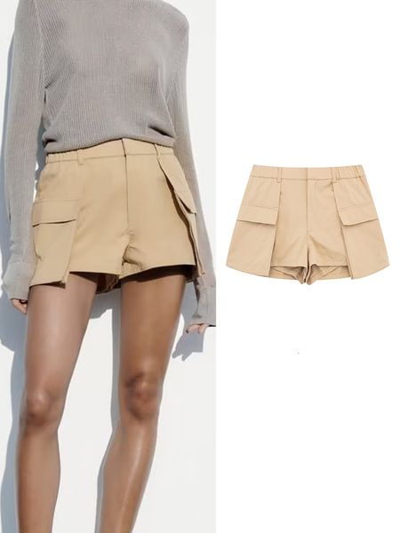 

women's shorts traf women summer solid shorts new fashion vintage causal zipper fly short pant pockets elegant a-line mini shorts 23042, White;black