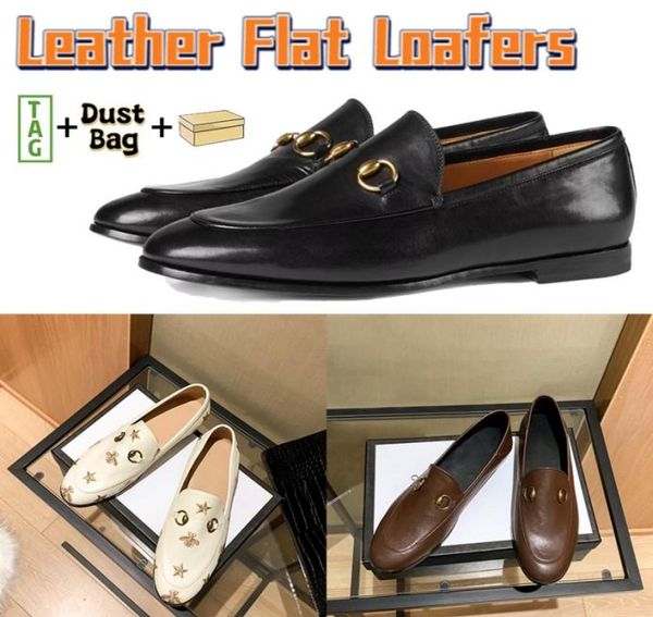 

luxury dress shoes leather horsebit flat loafers men women sneakers chocolate ivory black stars bees embroidered designer women06929848