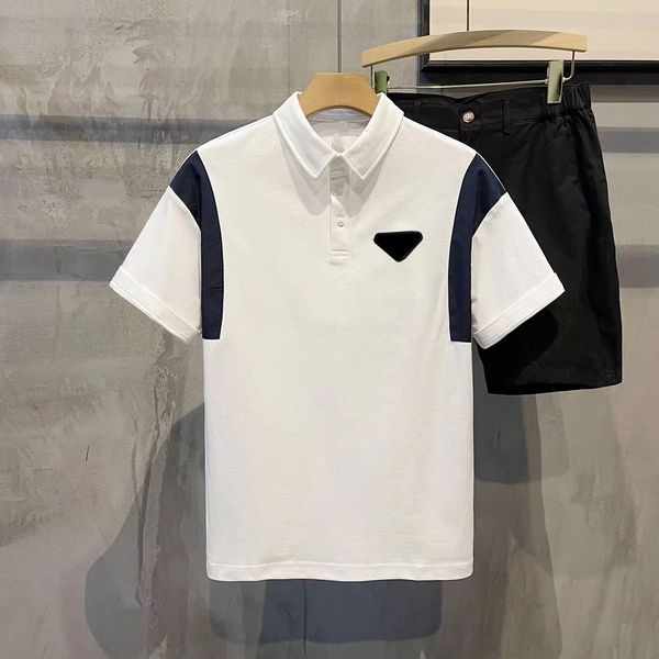 

man polos shirts designer tees shirt summer t-shirt short sleeves lapel neck mens clothong asian size s-3xl, White;black