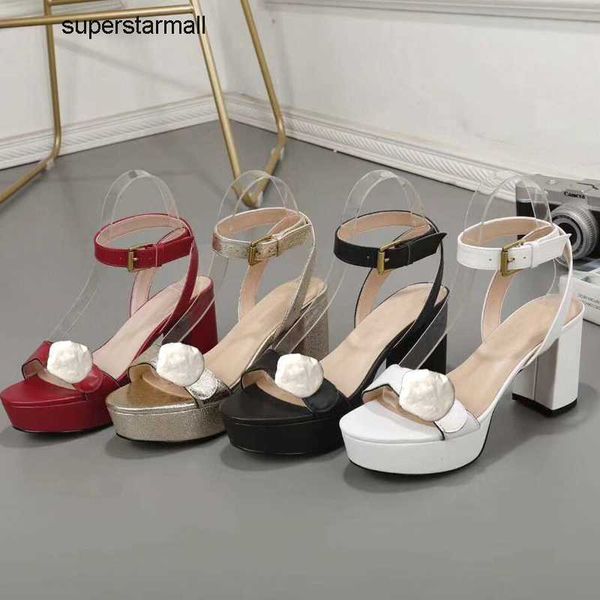 

shoes ggity luxury buckle sale-heeled sandals sandals metal leather parties waterproof fashion woman 42, Black
