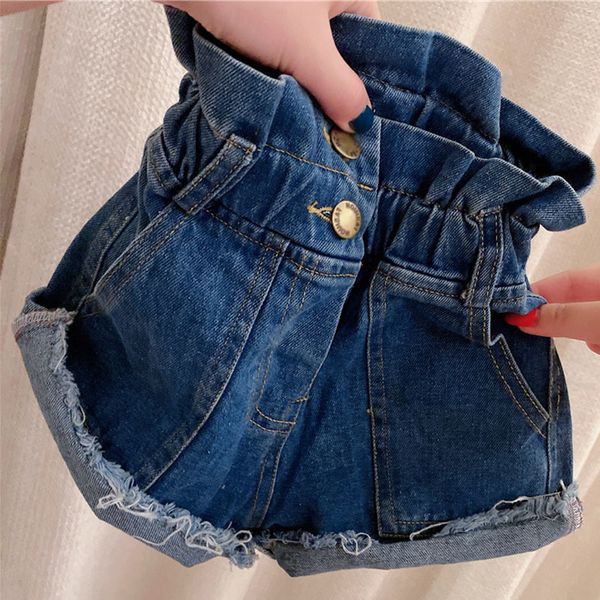 

shorts summer girls pants scratching folds high waist all match jeans fashion children s clothing 230420, Black