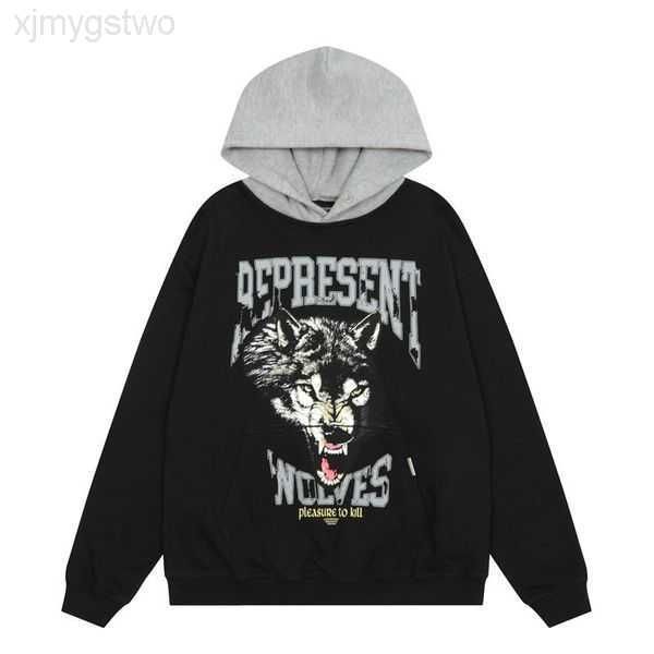 

mens designer hoodies sweatshirt represent hoodie vintage doberman mens tracksuit 2023ss pattern printing loose couples hooded sweatshirts 1, Black