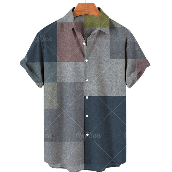 

men's casual shirts new fashion summer clothing men's shirts lattice 3d shirt short sleeve casual apparel 5xl oversized apparel f, White;black