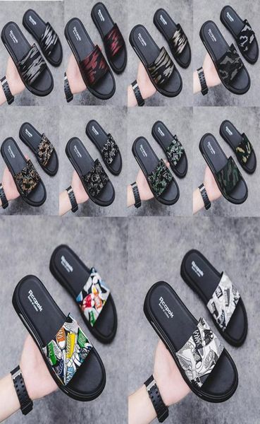

men039s shoes sandals and slippers street hiphop sports tide brand personality word slip nonslip indoor and outdoor we3235205, Black