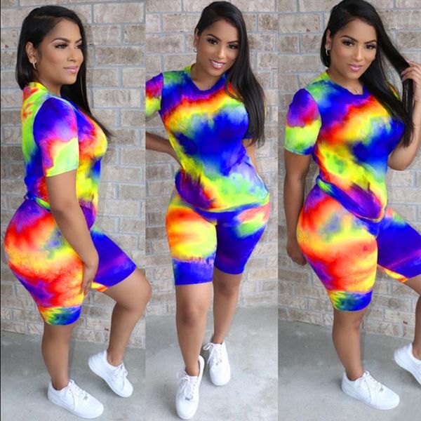 

women's tracksuits two piece set women 2 piece set women outfits home clothes 2 pieces sets t shirts shorts o-neck print wholesale 2304, Gray