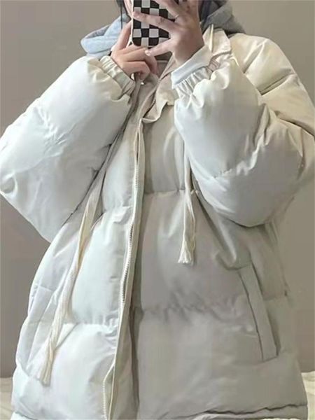 

leather eotvotee blue parkas fall jacket for women winter coats 2022 new korean fashion puffer jacket oversized thicken warm outwear, Black