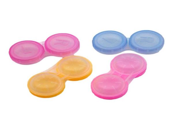 

random color plastic lens container contact lens box holder portable small lovely eyewear bag contact lenses soak storage4898846